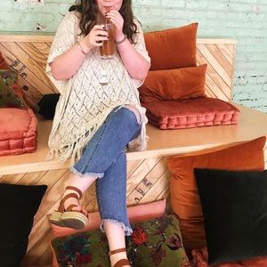 Boho woven top one size fits most with fringe